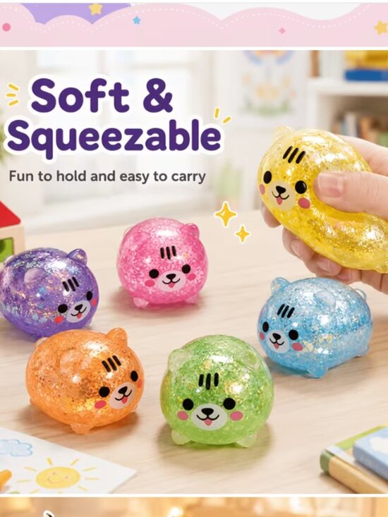 Other - Slow Rise Glitter Cat Squishy Fidget Toy (Qty 1) Random Color